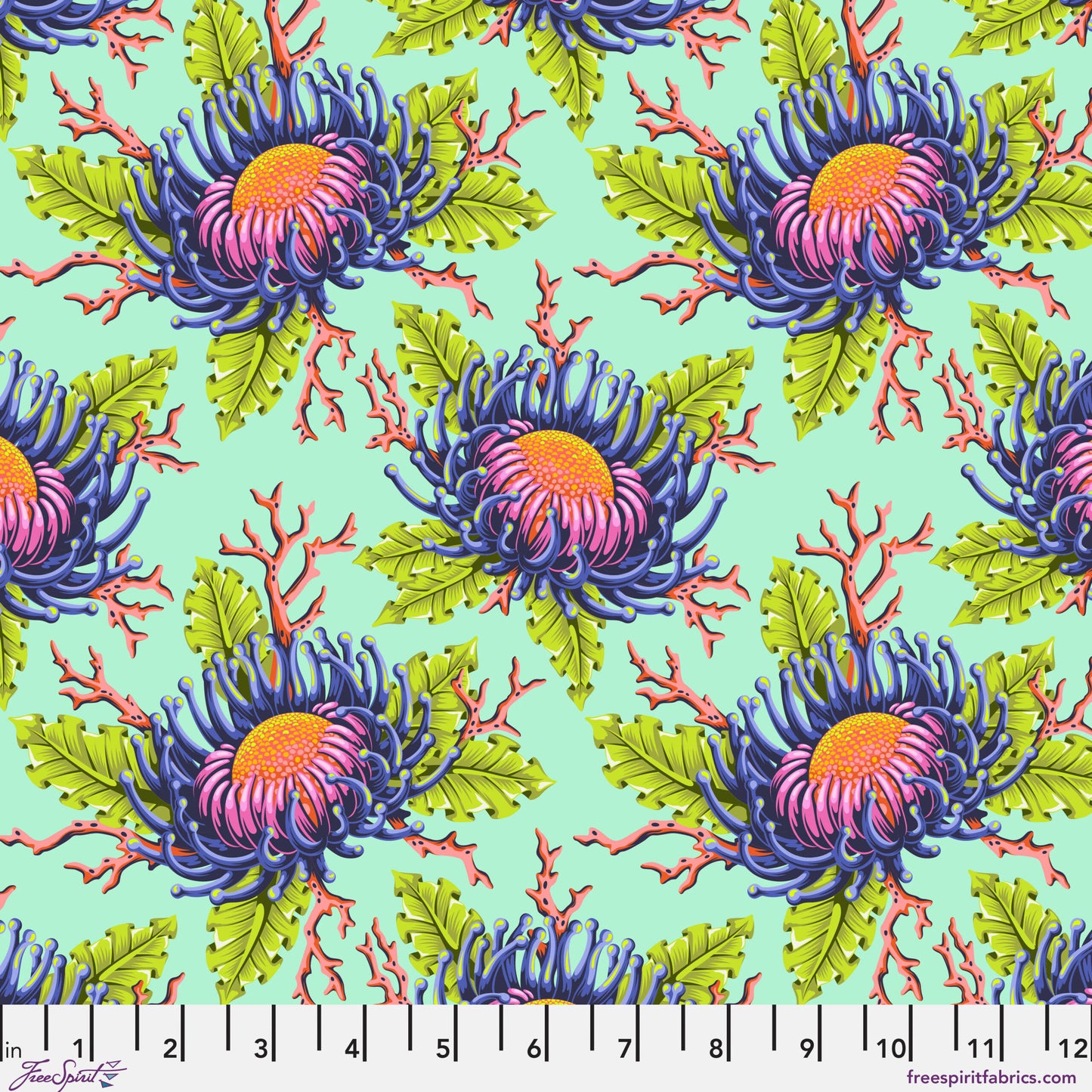 Floral Reef - Friends & Anemones - Seafoam - Tula Pink