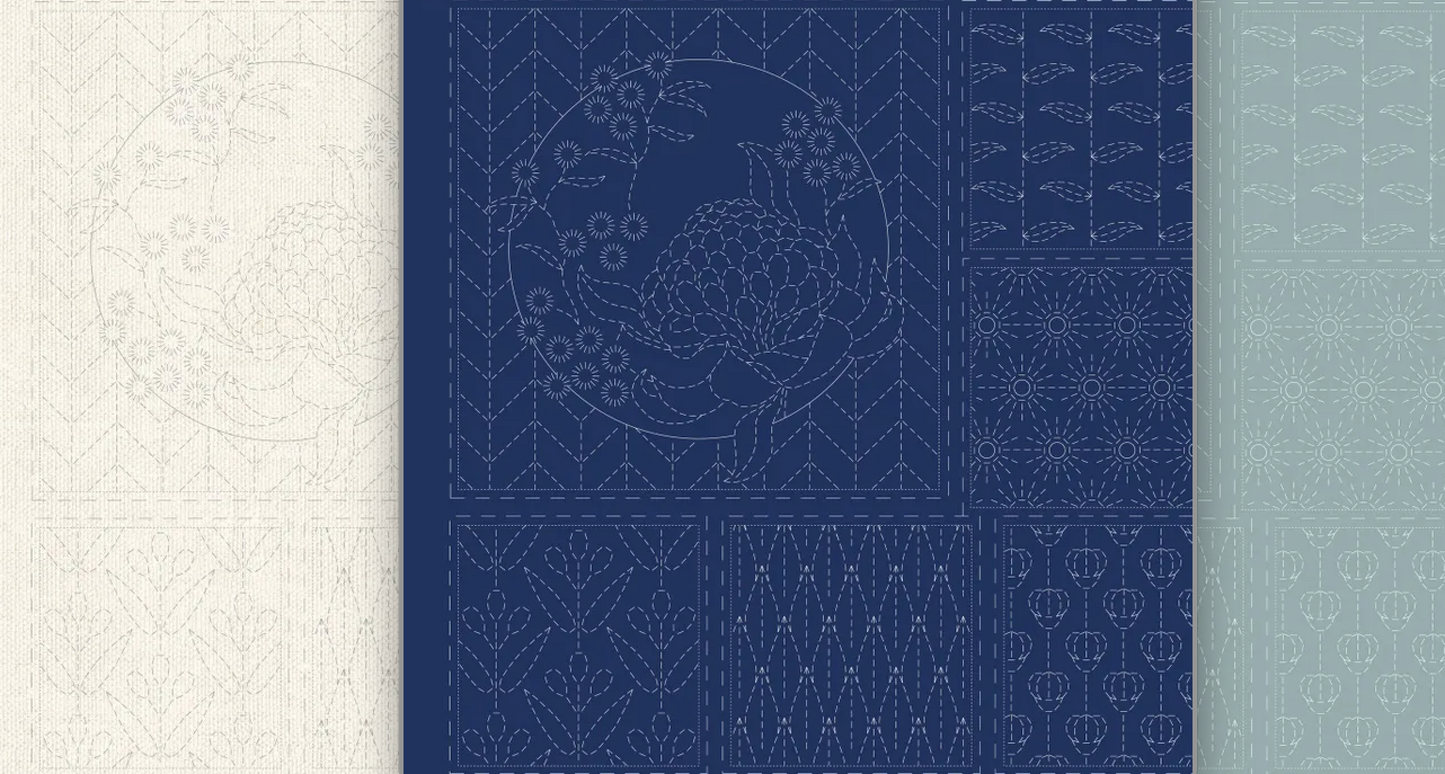 Botanical Sashiko panels